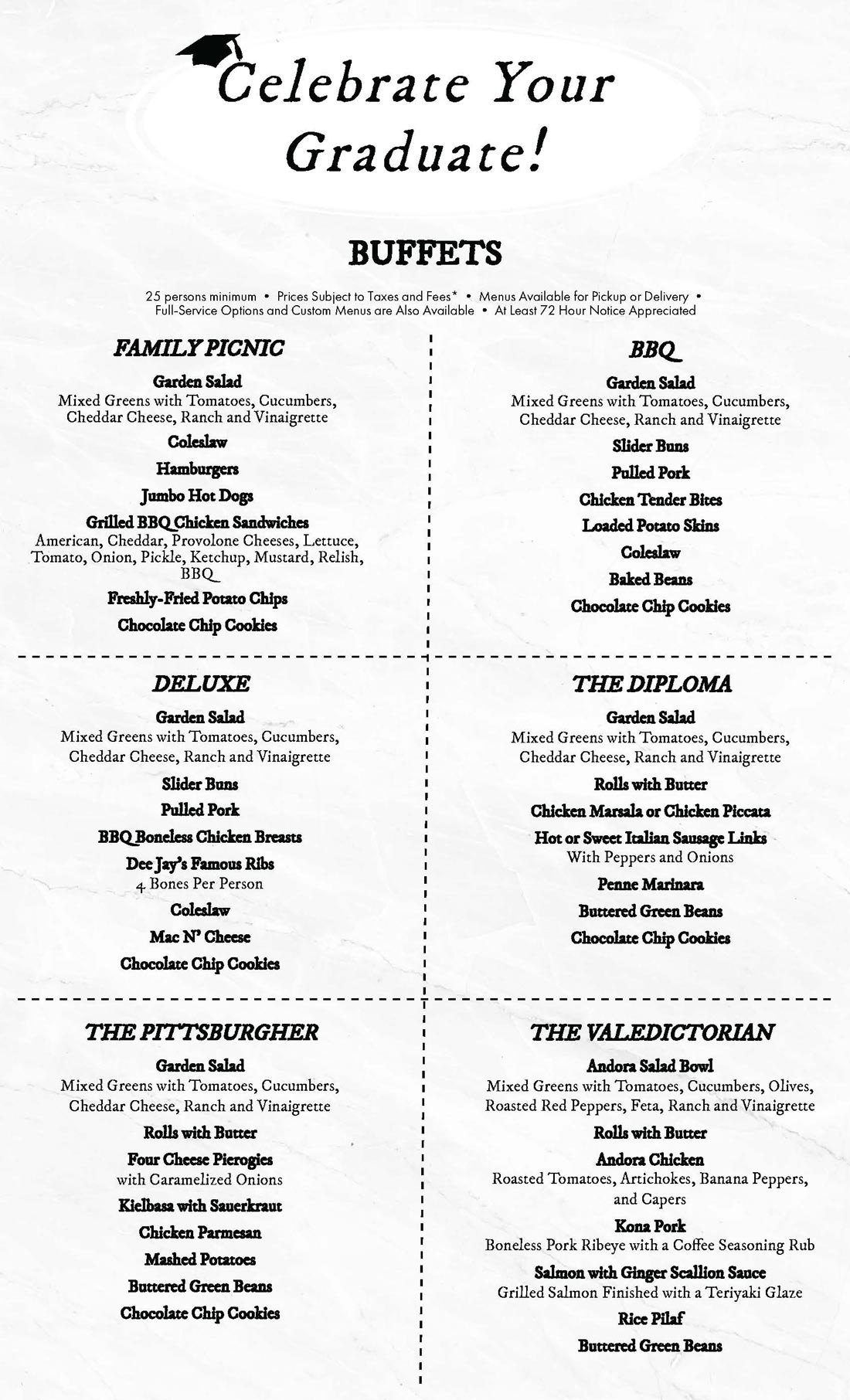 Page 1 of Collective Brands Caterer Graduation Party Catering menu