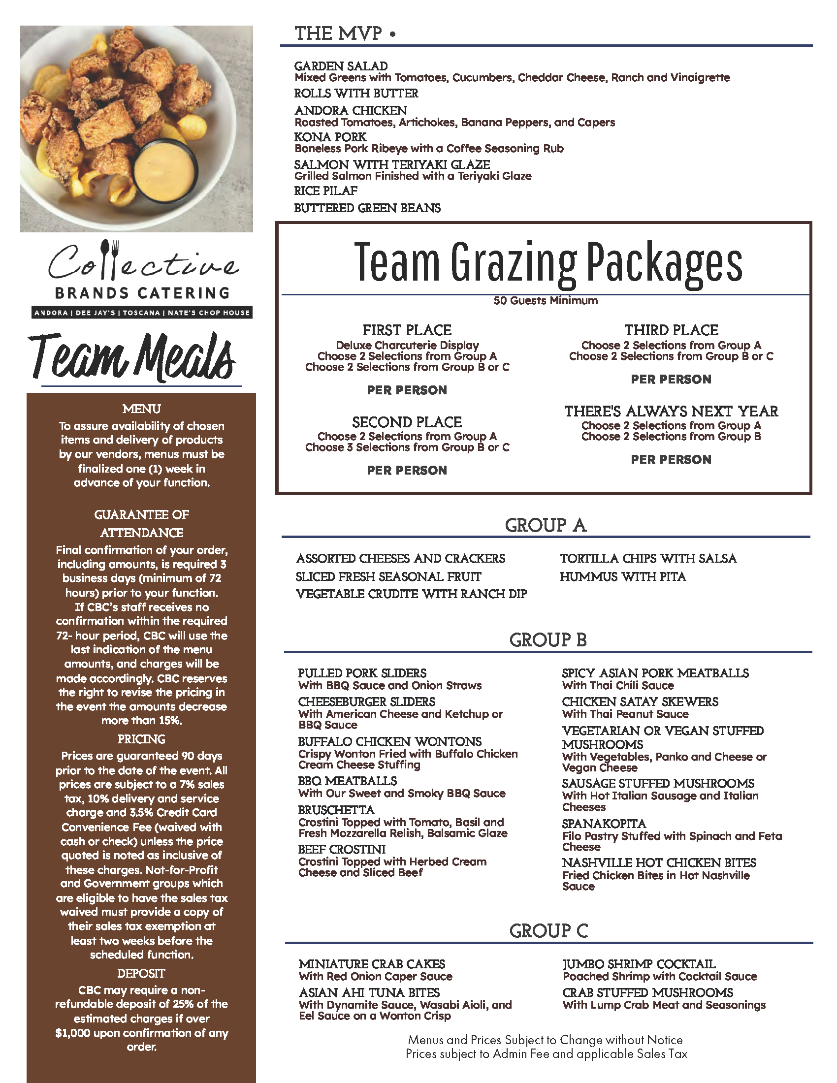 Collective Brands Catering Teams Menu 1